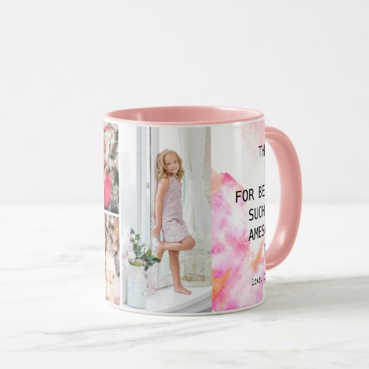 4 Foto Collage aangepaste tekst Abstract Mok (Voorkant rechts)