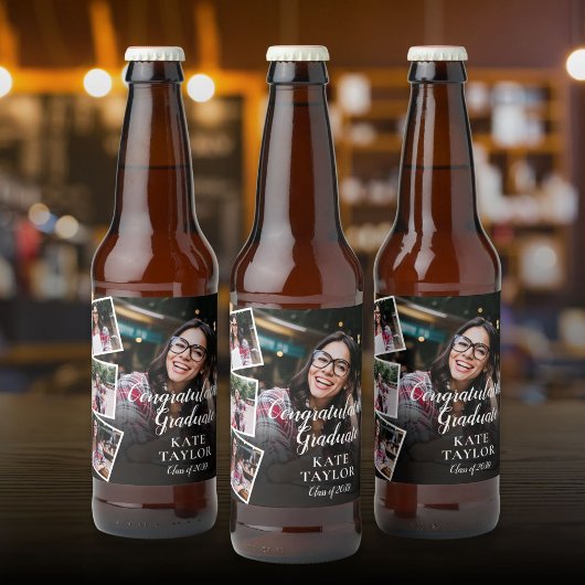 4 Foto Collage Afstudeerfeest Bier Etiket