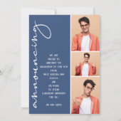 4 Foto Collage Afstuderen Blue Aankondiging (Achterkant)