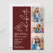 4 Foto Collage Afstuderen Dark Maroon Kaart (Achterkant)