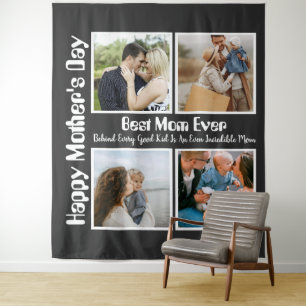 4 Foto Collage Beste Moeder Ooit Wandkleed