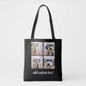 4 Foto Collage Black Grid en wit modern script Tote Bag (Voorkant)