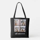 4 Foto Collage Black Grid en wit modern script Tote Bag (Achterkant)