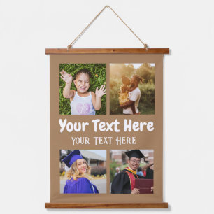 4 foto-collage bruine achtergrond hangend wandkleed