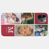 4 Foto Collage Familienaam Monogrammed Red Case-Mate iPhone Case (Achterkant (horizontaal))