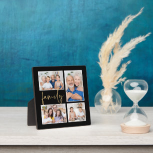 4 Foto Collage Family Gold Black Fotoplaat