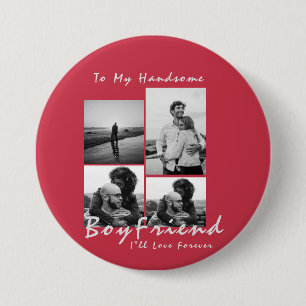 4-foto Collage Forever Boyfriend Valentijnsdag Ronde Button 7,6 Cm