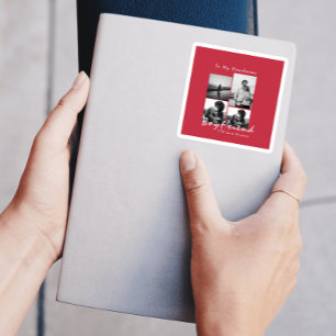 4-foto Collage Forever Boyfriend Valentijnsdag Vierkante Sticker