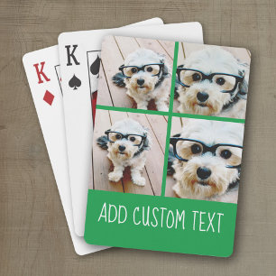 4 foto collage - funky tekst kan veranderen groen pokerkaarten