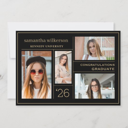 4 Foto Collage Gefeliciteerd Afstuderen Aankondiging (Voorkant)