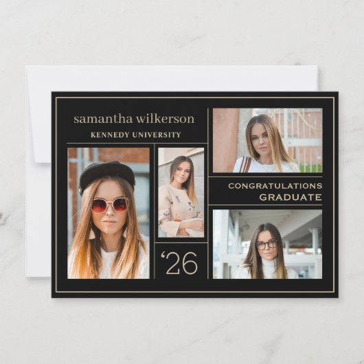 4 Foto Collage Gefeliciteerd Afstuderen Notitiekaartje (Voorkant)