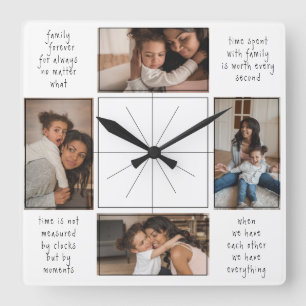 4 Foto Collage Gezinsmoment Samen Quotes Vierkante Klok