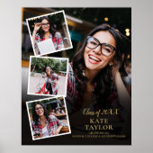 4 Foto Collage Goud Afstuderen Poster (Voorkant)