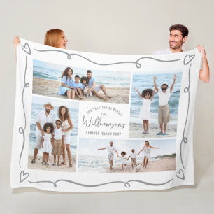 4 foto collage handgetekende krabbels familie vaka fleece deken