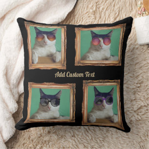 4 Foto Collage  Lijst Katten Dierenfamilie Kussen
