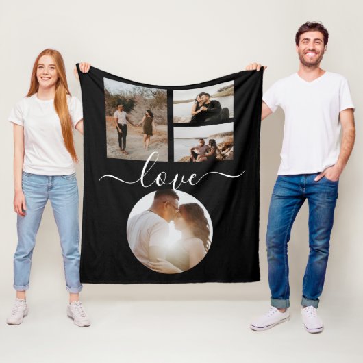 4 Foto Collage Love Persoonlijk Fleece Deken (In situ)
