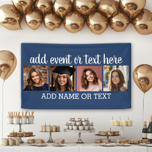 4 foto-collage met 2 regels tekst - Feest Spandoek