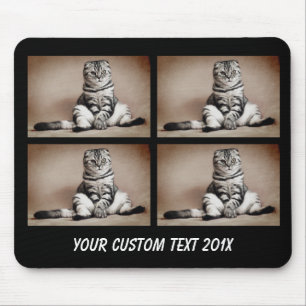 4 Foto Collage met text - kies achtergrond kleur Muismat