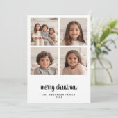 4 Foto Collage Minimale Kerstakerzwart met vier ke Feestdagenkaart (Staand voorkant)