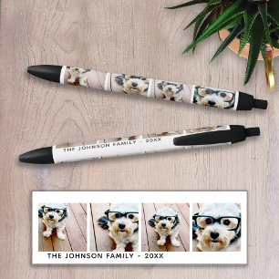 4 Foto Collage Minimalistisch - Voeg je naam toe Zwarte Inkt Pen