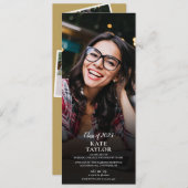4 Foto Collage Modern Graduation Party Invitation Kaart (Voorkant / Achterkant)