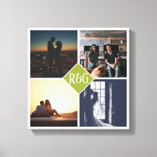 4 Foto Collage Monogrammed Canvas Afdruk