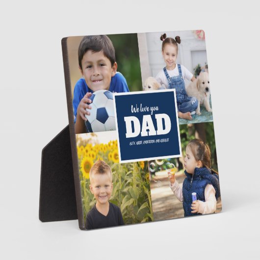 4 Foto Collage Navy Blue Vaderdag Fotoplaat (Voorkant)