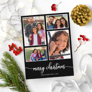 4 foto collage Schattig script Prettig kerstfeest Briefkaart