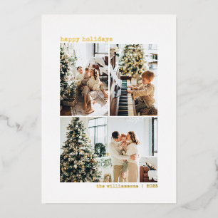 4 Foto Collage Schrijfmachine Scandinavisch Goud Folie Feestdagenkaart