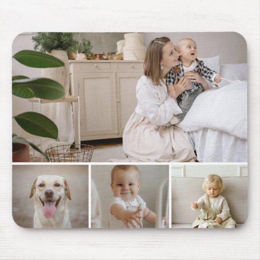 4 Foto Collage Sjabloon gepersonaliseerd Muismat (Voorkant)