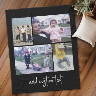 4 foto collage - u kunt de achtergrondkleur wijzig fleece deken