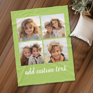 4 foto collage - u kunt de achtergrondkleur wijzig fleece deken