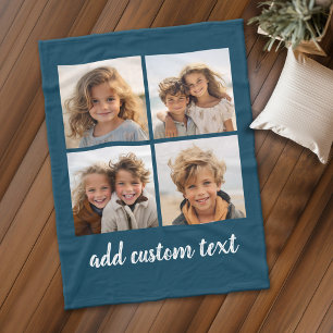 4 foto collage - u kunt de achtergrondkleur wijzig fleece deken