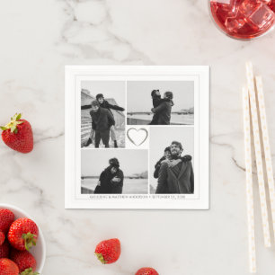 4 Foto Collage Wedding Bridal Party Servet