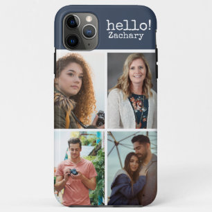 4 Foto Donkerblauw Gepersonaliseerde I Phone case