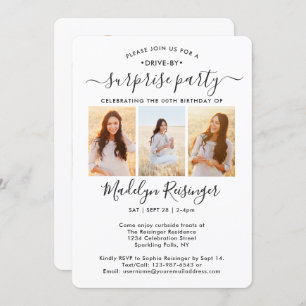4 Foto drive-by Surprise Birthday Party parade Kaart