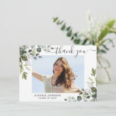 4 FOTO Elegant Eucalyptus Greenery Afstuderen Bedankkaart (Staand voorkant)