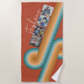 4 foto filmstrip - scriptnaam - retro lijntekening strandlaken (Voorkant)