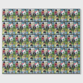 4 Foto Gepersonaliseerd collage met monogram Cadeaupapier (Vlak)