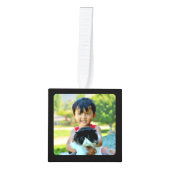 4 Foto Gepersonaliseerd collage met monogram Kubus Ornament (Voorkant)