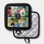 4 Foto Gepersonaliseerd collage met monogram Pannenlap (Voorkant / Achterkant)