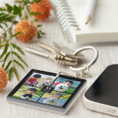 4 Foto Gepersonaliseerd collage met monogram Sleutelhanger (Voorkant Rechts)