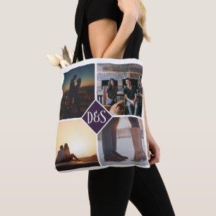 4 Foto gepersonaliseerd collage monogrammen Draagtas