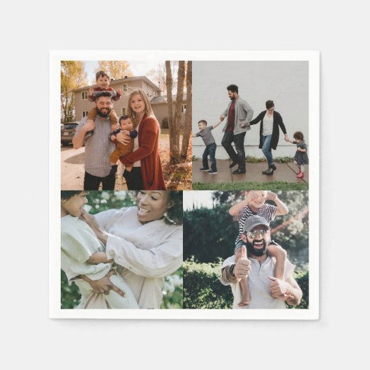 4 Foto gepersonaliseerde aangepaste collage Servet (Voorkant)
