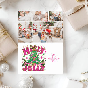4 Foto Glitter Luipaard Strik Kerst Feest Feestdagenkaart