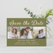 4-foto groen 2-zijdige bruiloft opslaan datum save the date (Staand voorkant)