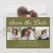 4-foto groen 2-zijdige bruiloft opslaan datum save the date (Voorkant / Achterkant)