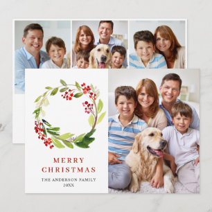 4 FOTO Holly Berry Krans Kerst Groet Feestdagenkaart
