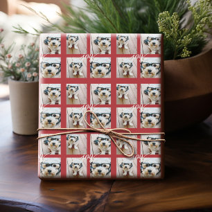 4 Foto Instagram Collage met Holiday Joy Red Cadeaupapier