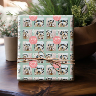 4 Foto Instagram Collage met Kerstvreugde Mint Cadeaupapier